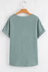 Beau Blue Textured Wide Sleeve V Neck T Shirt
