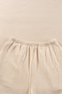 Parchment Corded Knit Long Sleeve Top and High Waist Shorts Set