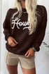 Chicory Coffee Howdy Embroidered Graphic Western Sweater