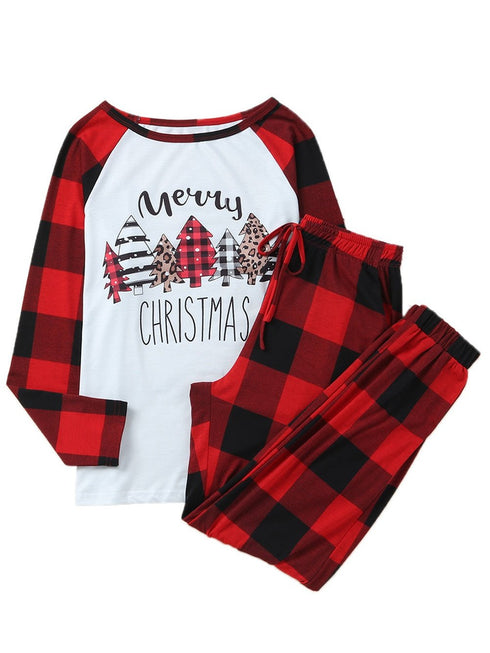 fiery-red-plaid-merry-christmas-graphic-loungewear-set