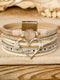 Beige Bohemian Heart Rhinestone Magnetic Buckle Bracelet