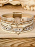 Beige Bohemian Heart Rhinestone Magnetic Buckle Bracelet