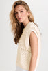 Beige Slouchy Cable Knit Dolman Sleeveless Sweater Vest