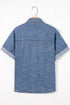 Ashleigh Blue Button Flap Pocket Cuffed Short Sleeve Denim Shirt