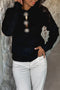 Black Solar Button Neck Womens Casual Sweater