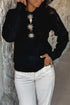 Black Solar Button Neck Womens Casual Sweater