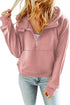 Bishop Halter Jewel Solid Color Long Sleeve Hoodie With Pocket