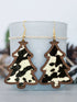 Black Cow Spots Christmas Tree Dangle Earrings