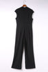 Black Cut Out Neckline Cap Sleeve High Waist Jumpsuit