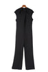 Black Cut Out Neckline Cap Sleeve High Waist Jumpsuit