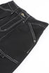 Black Denim Straight Leg Cargo Trousers with High Waist and Pockets