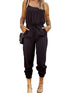Black Drawstring Waist Spaghetti Straps Jumpsuit