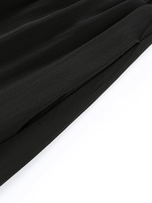 Black Frill Tiered Drawstring Waist Maxi Skirt