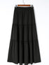 Black Frill Tiered Drawstring Waist Maxi Skirt