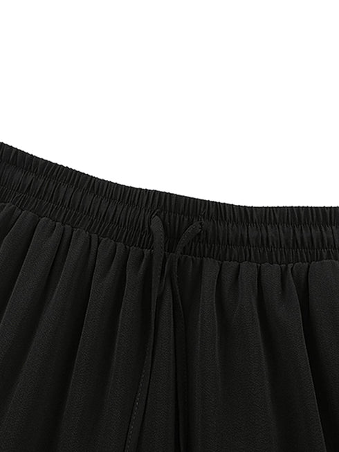 Black Frill Tiered Drawstring Waist Maxi Skirt