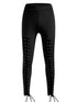 Black Front Lace-Up Grommet Leggings with Silver Hardware
