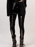 Black Front Lace-Up Grommet Leggings with Silver Hardware