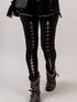 Black Front Lace-Up Grommet Leggings with Silver Hardware