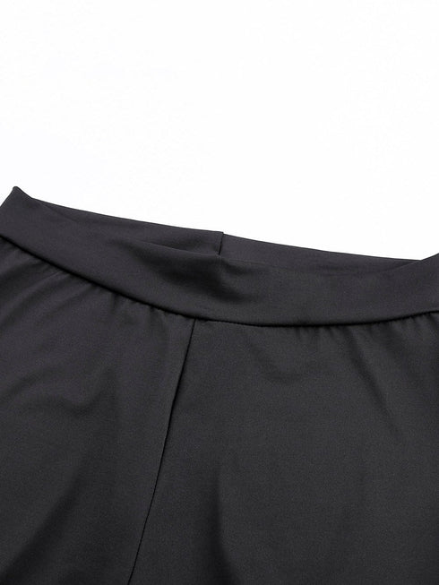 Black Front Lace-Up Grommet Leggings with Silver Hardware