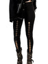 Black Grommet Lace Up Front Leggings