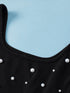 Black Pearl Embellished Square Neck Sleeveless Top