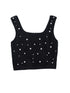 Black Pearl Embellished Square Neck Sleeveless Top
