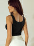 Black Pearl Embellished Square Neck Sleeveless Top