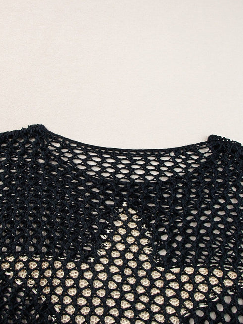 Black Star Crochet Knit Summer Top with Graphic Design