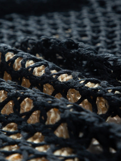 Black Star Crochet Knit Summer Top with Graphic Design