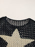 Black Star Crochet Knit Summer Top with Graphic Design