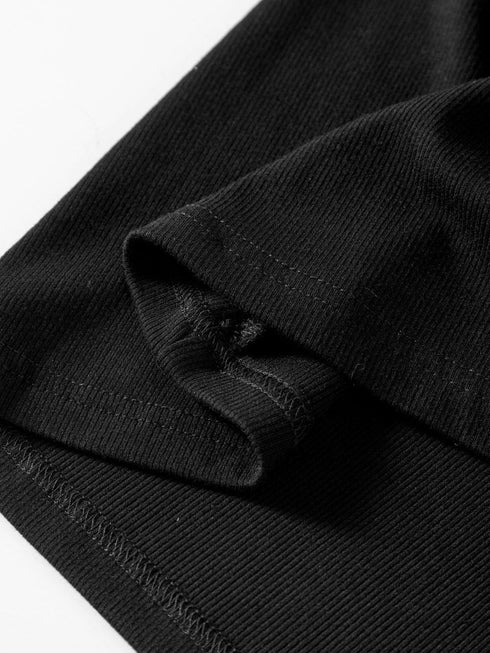 Black Star Sequin Embellished Half Sleeve Knit Top