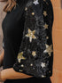 Black Star Sequin Embellished Half Sleeve Knit Top