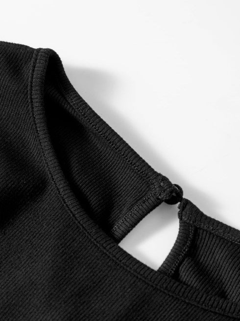 Black Star Sequin Embellished Half Sleeve Knit Top