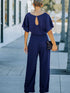 Blue Belted Wide Leg Jumpsuit