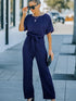 Blue Belted Wide Leg Jumpsuit