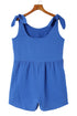 Blue Bow Detail High Waist Linen Romper