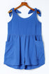Blue Bow Detail High Waist Linen Romper