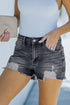 Blue Distressed Fringed Denim Shorts with Ripped Details