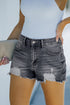 Blue Distressed Fringed Denim Shorts with Ripped Details