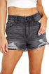 Blue Distressed Fringed Denim Shorts with Ripped Details