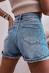 Blue Sparkle Denim Shorts with Rhinestone Accents