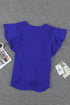 Blue Tonight V-Neck Button-Up Ruffle Sleeve Top