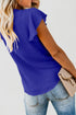 Blue Tonight V-Neck Button-Up Ruffle Sleeve Top