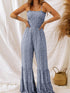 Blue Twilight Floral Dream Jumpsuit with Smocked Bodice and Delicate Straps