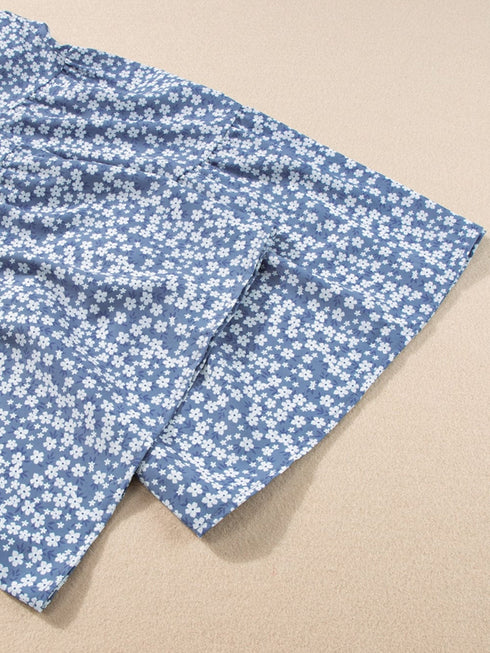 Blue Twilight Floral Dream Jumpsuit with Smocked Bodice and Delicate Straps