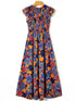 Bohemian Blue Floral V Neck Ruffle Tiered Maxi Dress