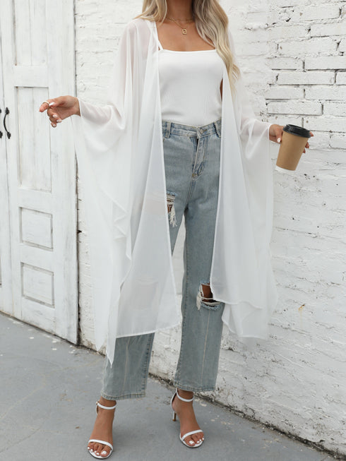 Boho Aztec Print Bat Sleeve Plus Size Cardigan