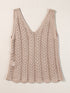 Boho-Chic Pale Khaki Crochet Knit V Neck Sweater Vest