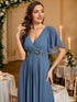 Bridesmaid Gown with V Neck Lace Applique