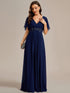 Bridesmaid Gown with V Neck Lace Applique